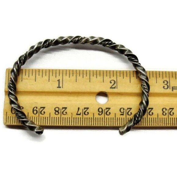 Big & Small Twisted Rope Combination Bangle Cuff Sterling Silver 925 Bracelet - Picture 6 of 8